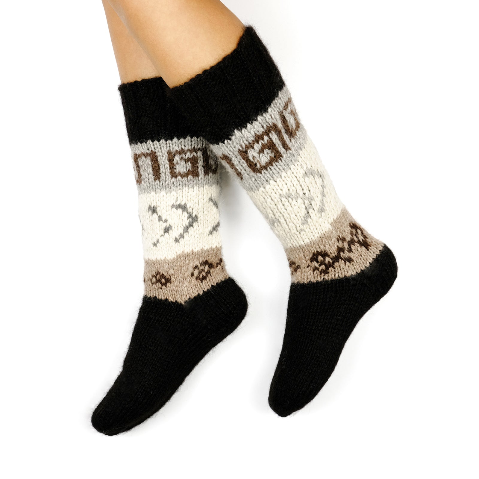 ALPAKA HANDGESTRICKTE SOCKEN