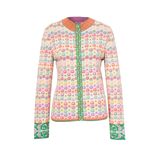BAUMWOLLE JACQUARD STRICKJACKE MIT REISSVERSCHLUSS