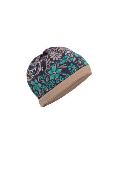 MERINOWOLLE MÜTZE FLORAL PATTERN