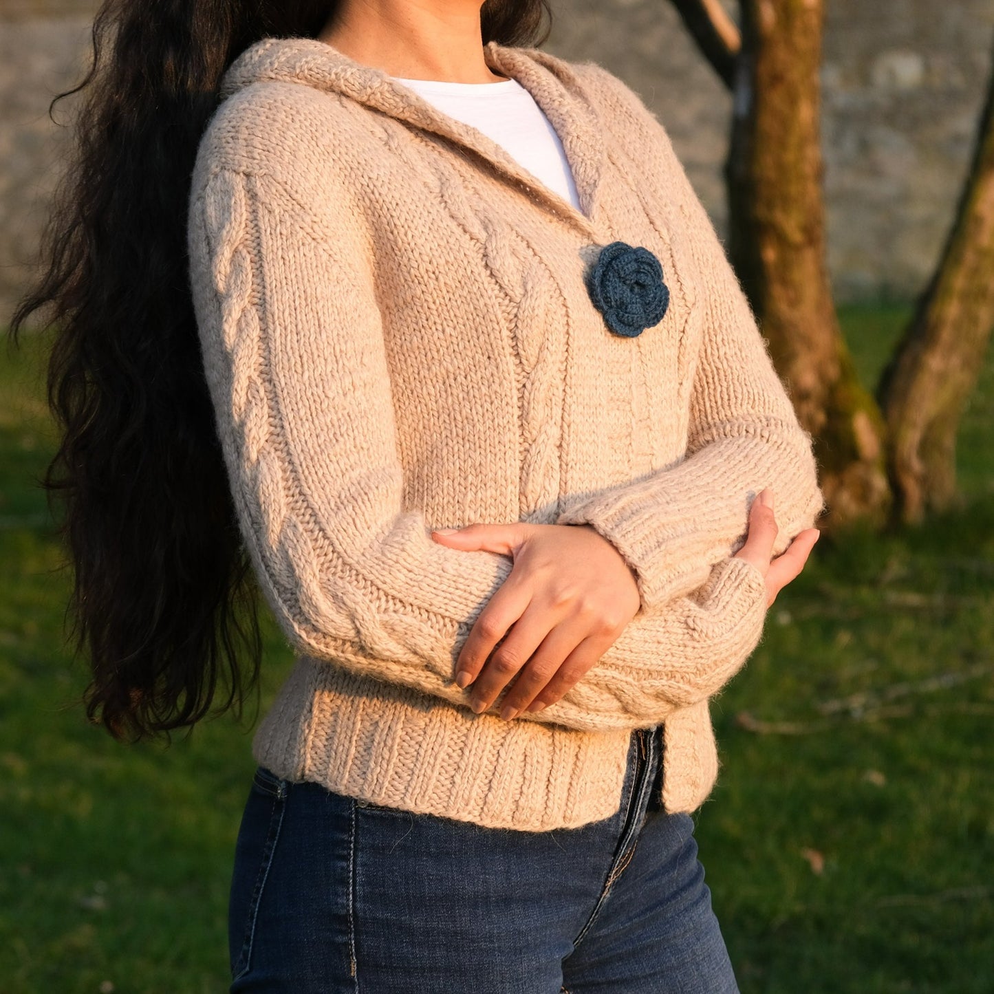 ALPAKA STRICKJACKE MIT KAPUZE JULIETA